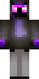 Enderman Minecraft skin: a person in a black enderman hoodie with purple eyes (front view, option 1)