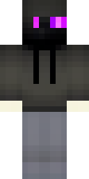 Enderman Minecraft skin: a person in a black enderman hoodie with purple eyes (front view, option 2)