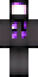 Enderman Minecraft skin: a person in a black enderman hoodie with purple eyes (front view, option 3)