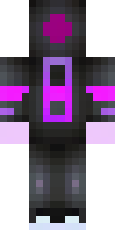 Enderman Minecraft skin: a person in a black enderman hoodie with purple eyes (front view, option 4)