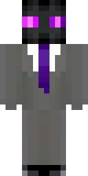 Enderman Minecraft skin: an enderman in a black suit and tie with purple eyes (front view, option 4)