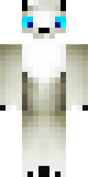 Fox Minecraft skin: an arctic white fox with blue eyes (front view, option 2)