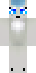 Fox Minecraft skin: an arctic white fox with blue eyes (front view, option 3)