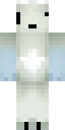 Fox Minecraft skin: an arctic white fox with blue eyes (front view, option 4)