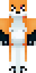 Fox Minecraft skin: an orange fox with a white chest and black paws (front view, option 4)