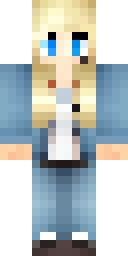 Girl Minecraft skin: a girl with a blonde ponytail in a blue denim jacket (front view, option 3)