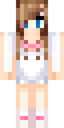 Skin de Minecraft de chica: una chica con lazo rosa y vestido blanco de verano (vista frontal, opción 1)