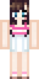 Skin de Minecraft de chica: una chica con lazo rosa y vestido blanco de verano (vista frontal, opción 2)