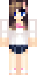 Skin de Minecraft de chica: una chica con lazo rosa y vestido blanco de verano (vista frontal, opción 3)