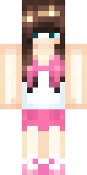 Skin de Minecraft de chica: una chica con lazo rosa y vestido blanco de verano (vista frontal, opción 4)