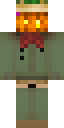 Halloween Minecraft skin: a pumpkin head scarecrow with a straw hat (front view, option 4)