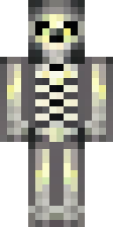 Halloween Minecraft skin: a skeleton costume with glowing bones (front view, option 4)