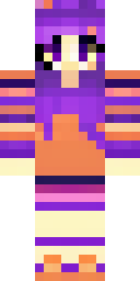 Halloween Minecraft skin: a witch with a purple hat and orange stripes (front view, option 2)