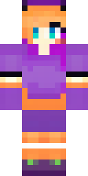 Halloween Minecraft skin: a witch with a purple hat and orange stripes (front view, option 3)