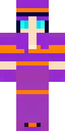 Halloween Minecraft skin: a witch with a purple hat and orange stripes (front view, option 4)