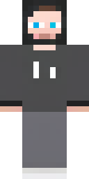 Herobrine Minecraft skin: herobrine in a black hoodie with glowing white eyes (front view, option 1)