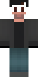 Herobrine Minecraft skin: herobrine in a black hoodie with glowing white eyes (front view, option 2)