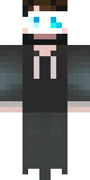 Herobrine Minecraft skin: herobrine in a black hoodie with glowing white eyes (front view, option 3)