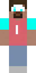 Herobrine Minecraft skin: herobrine with glowing white eyes and a cyan shirt (front view, option 4)