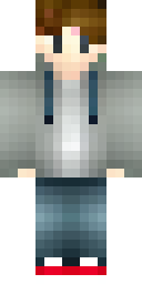 Hoodie Minecraft skin: a teen in a grey hoodie with headphones (front view, option 2)
