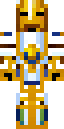 Knight Minecraft skin: a golden paladin knight with a white tabard (front view, option 1)