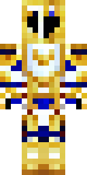 Knight Minecraft skin: a golden paladin knight with a white tabard (front view, option 2)