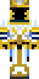 Knight Minecraft skin: a golden paladin knight with a white tabard (front view, option 3)