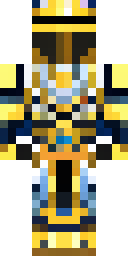 Knight Minecraft skin: a golden paladin knight with a white tabard (front view, option 4)