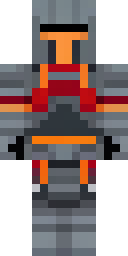 Knight Minecraft skin: a knight in dark iron armor with a red plume helmet (front view, option 1)