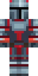 Knight Minecraft skin: a knight in dark iron armor with a red plume helmet (front view, option 2)