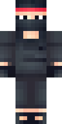 Ninja Minecraft skin: a ninja in a black outfit with a red headband (front view, option 4)