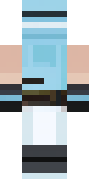 Ninja Minecraft skin: a white snow ninja with an ice blue scarf (front view, option 3)