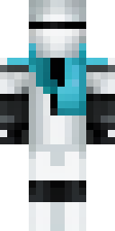Ninja Minecraft skin: a white snow ninja with an ice blue scarf (front view, option 4)