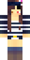 Pirate Minecraft skin: a pirate girl with a striped shirt and a bandana (front view, option 1)