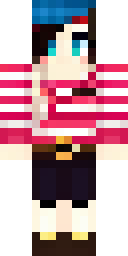 Pirate Minecraft skin: a pirate girl with a striped shirt and a bandana (front view, option 3)