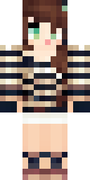 Pirate Minecraft skin: a pirate girl with a striped shirt and a bandana (front view, option 4)