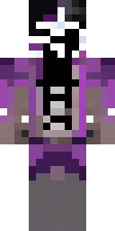 Pirate Minecraft skin: a skeleton pirate in a torn purple coat (front view, option 1)