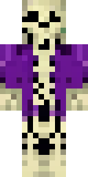 Pirate Minecraft skin: a skeleton pirate in a torn purple coat (front view, option 2)