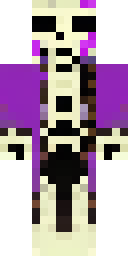Pirate Minecraft skin: a skeleton pirate in a torn purple coat (front view, option 4)