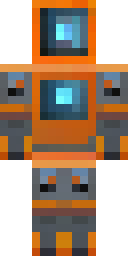 Robot Minecraft skin: a rusty orange robot with bolts (front view, option 2)