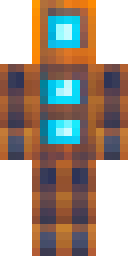 Robot Minecraft skin: a rusty orange robot with bolts (front view, option 3)