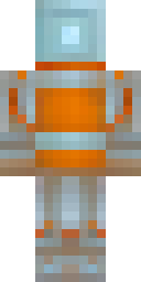 Robot Minecraft skin: a rusty orange robot with bolts (front view, option 4)