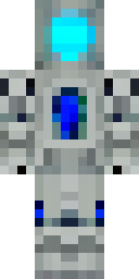 Robot Minecraft skin: a silver robot with glowing blue eyes (front view, option 4)