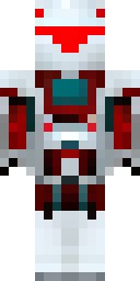 Robot Minecraft skin: a white and red mech pilot robot (front view, option 2)