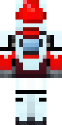 Robot Minecraft skin: a white and red mech pilot robot (front view, option 3)