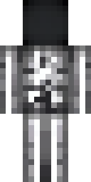 Skeleton Minecraft skin: a black wither skeleton (front view, option 2)