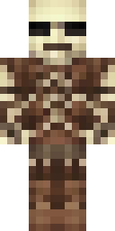 Skeleton Minecraft skin: a skeleton archer in brown leather armor (front view, option 1)