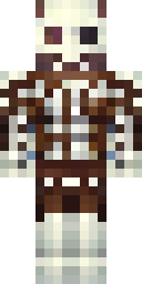 Skeleton Minecraft skin: a skeleton archer in brown leather armor (front view, option 2)