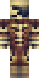 Skeleton Minecraft skin: a skeleton archer in brown leather armor (front view, option 3)