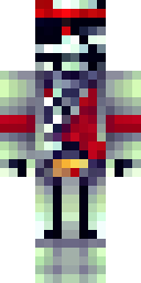 Skeleton Minecraft skin: a skeleton pirate with a red bandana (front view, option 1)